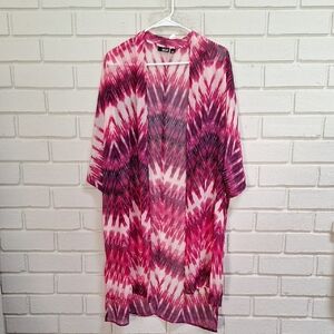 A.N.A. Oversized Pink and Purple Tie-Dye Sheer Kimono. Size XS NWT